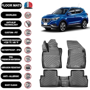 Floor Mats Liner Fits MG ZS EV Electric (2021-2024) Waterproof 4D Molded Black 4Pcs