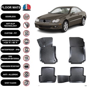 Floor Mats Liner Fits Mercedes-Benz CLK C209 (2002-2010) Waterproof 4D Molded Black 4Pcs