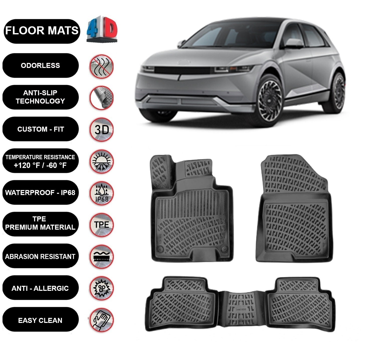 車用マット Pack Tesla Model Floor Mats 2023 2022 2021 2020 3D Full Cover Front Rear Trunk Mats Custom Fits Floor Liners for Tesla Model Accessor - 3