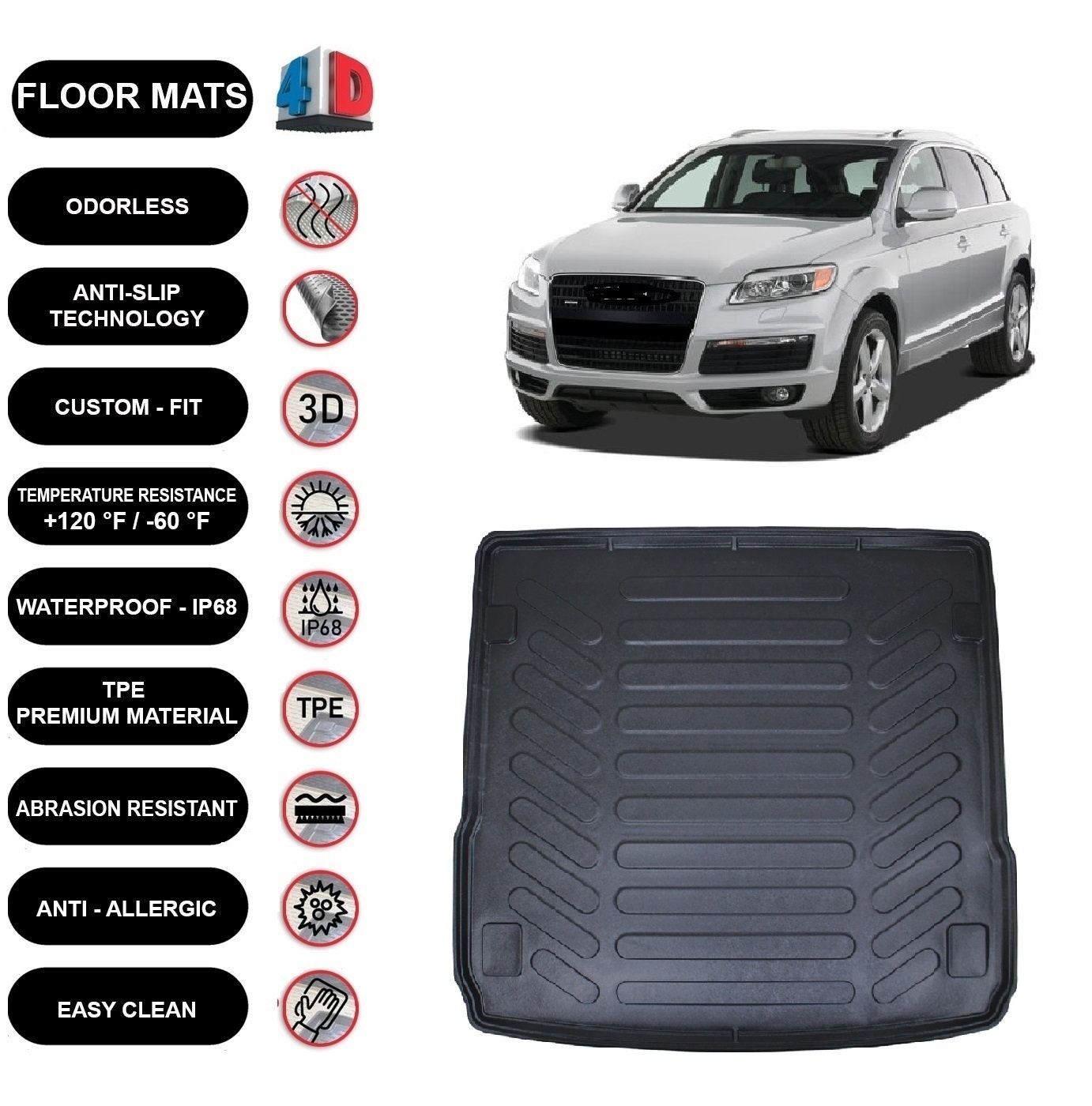 Buy Cargo Liner Rear Trunk Floor Mat for Audi Q7 2006 2015 3D
