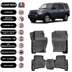 Floor Mats Liner Fits Land Rover Discovery 3 (2004-2009) Waterproof 4D Molded Black 4Pcs