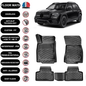 Floor Mats Liner Fits  Mercedes-Benz GLB (2019-2024) Waterproof 4D Molded Black 4Pcs