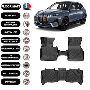 Floor Mats Liner Fits Bmw iX Electric (2021-2025) Waterproof 4D Molded Black 4Pcs