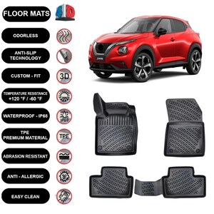 Floor Mats Liner Fits Nissan Juke (2020-2024) Waterproof 4D Molded Black 4Pcs