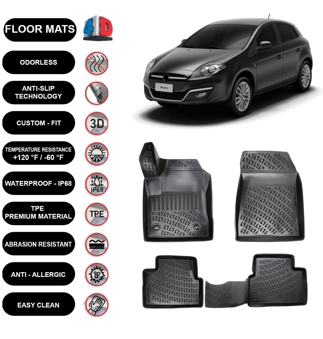 Motolux Set Tappetini Anteriori In Velluto Per Fiat Bravo II – Su Misura, Con Rinforzo Saldato, Antiscivolo, 2 Pezzi - 3