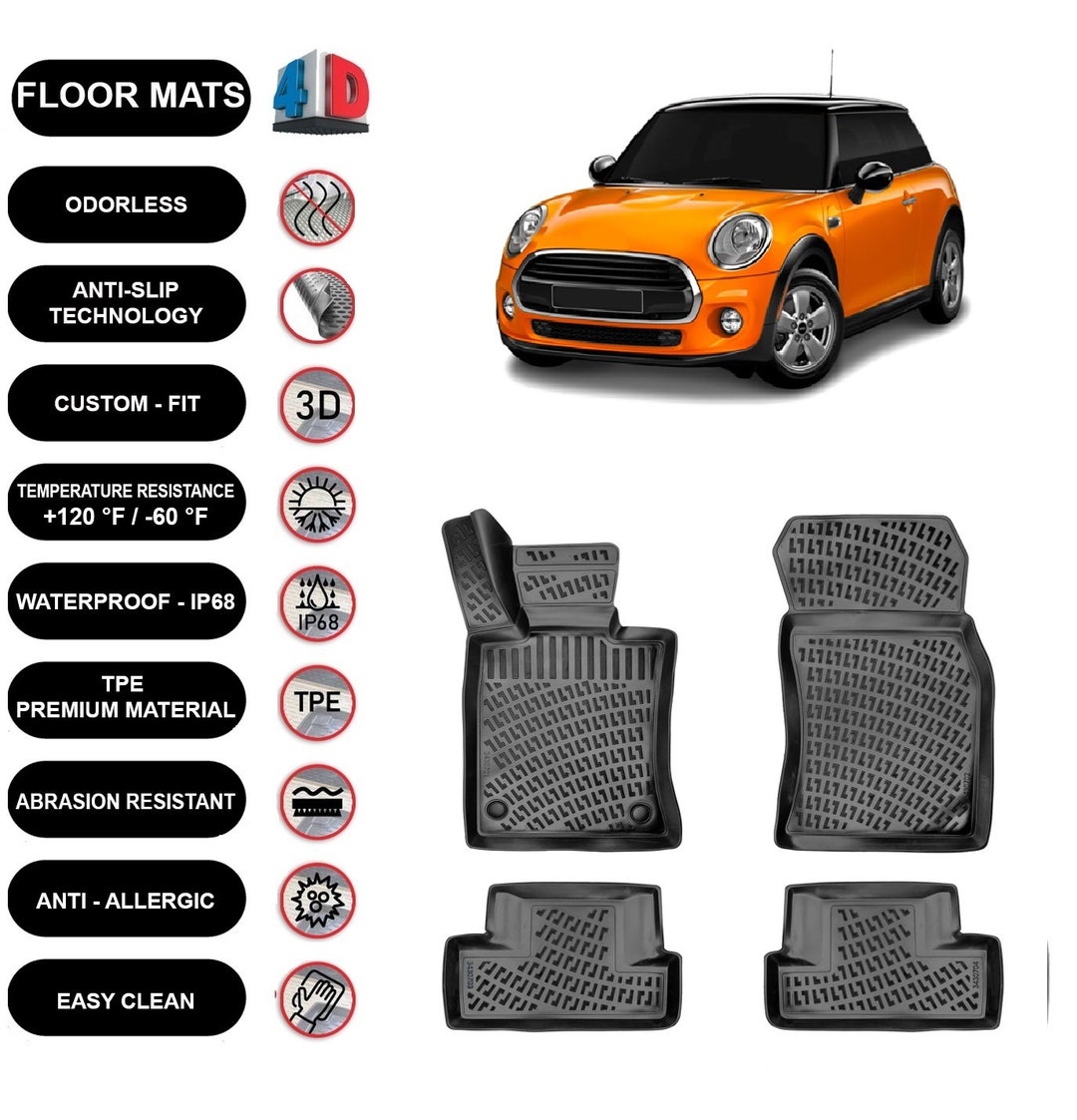 thumbnail image 2 of Custom Velour Floor Mats For Mini Cooper R56 (2006-2014) – 4-Piece Set, Black, Washable & Odorless 2 of 3