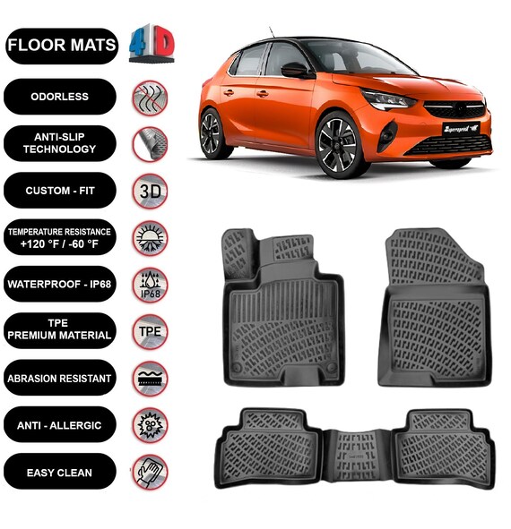 Floor Mats Liner Fits Opel Corsa F 2019 2022 Waterproof 4D Molded