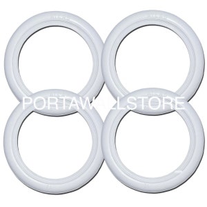 May include: Four white tire rings with the word "ATLAS" embossed on each. The rings have a grooved design and are arranged in a square formation. The text "PORTAWALLSTORE" is superimposed across the image.
