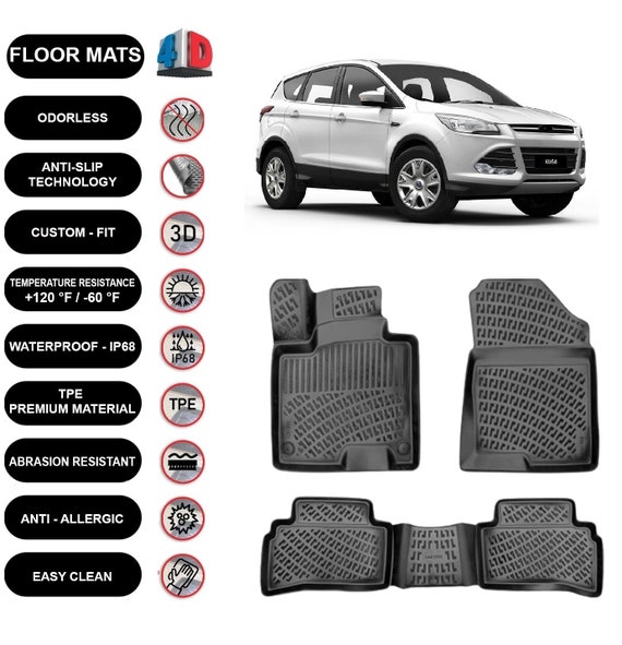 Floor Mats Liner Fits Ford Kuga 2012 2019 Waterproof 4D Molded Black 4pcs Etsy