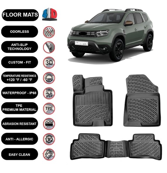 Floor Mats Liner Fits Renault dacia Duster 4X4 2023 up Waterproof