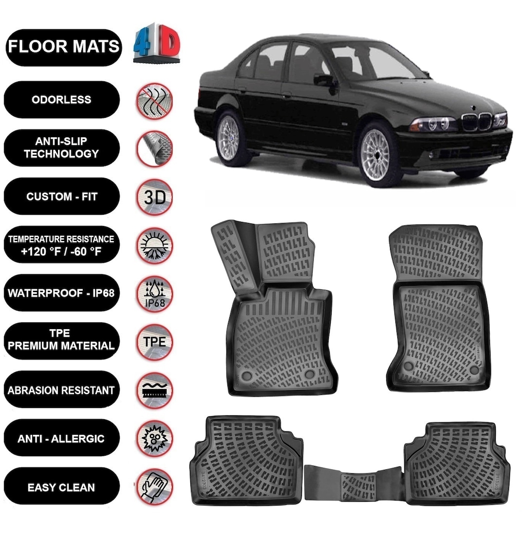 Floor Mats Liner Fits Bmw 5 Series E39 (1996-2003) Waterproof 4D Molded ...