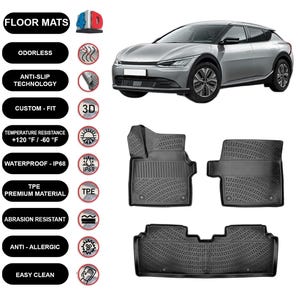 Floor Mats Liner Fits Kia EV6 Electric (2021-2023) Waterproof 4D Molded Black 3Pcs