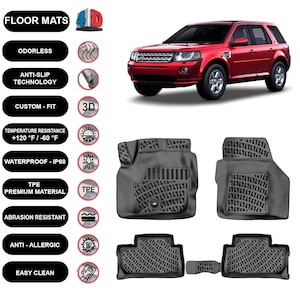Floor Mats Liner Fits Land Rover Freelander 2 (2006-2014) Waterproof 4D Molded Black 4Pcs