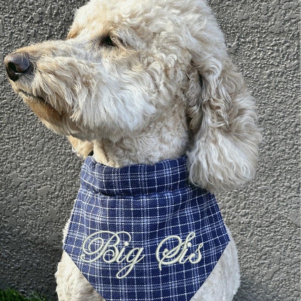 Big Sis Dog Bandana/Slide In Collar Dog Bandana/Custom Bandana/Dog Collar Bandana/Unique Dog Birthday Gift/Pet Accessory/Scarf accessories