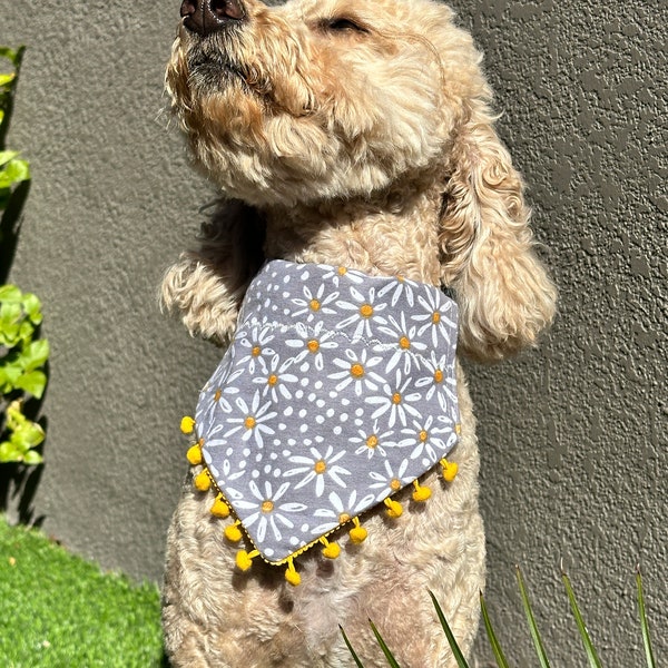 Custom PomPom Dog Bandana/ Slide In Collar Dog Bandana/ Custom Dog Bandana/ Collar Bandana/ Unique Dog Gift/ Dog Birthday Gift/ Pet Bandanas