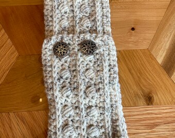 Warm and Soft Crocheted Headband with Buttons