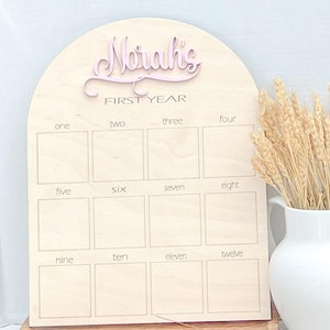 Letrero del primer año del bebé, decoración para la fiesta del primer cumpleaños del bebé, tablero de hitos mensuales, idea de regalo personalizada, regalo para baby shower, tablero de recuerdos
