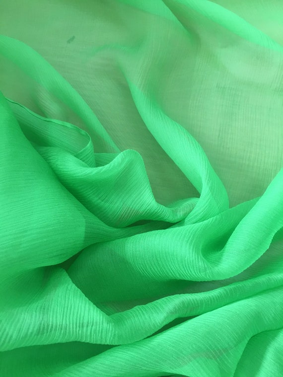 green silk chiffon fabric