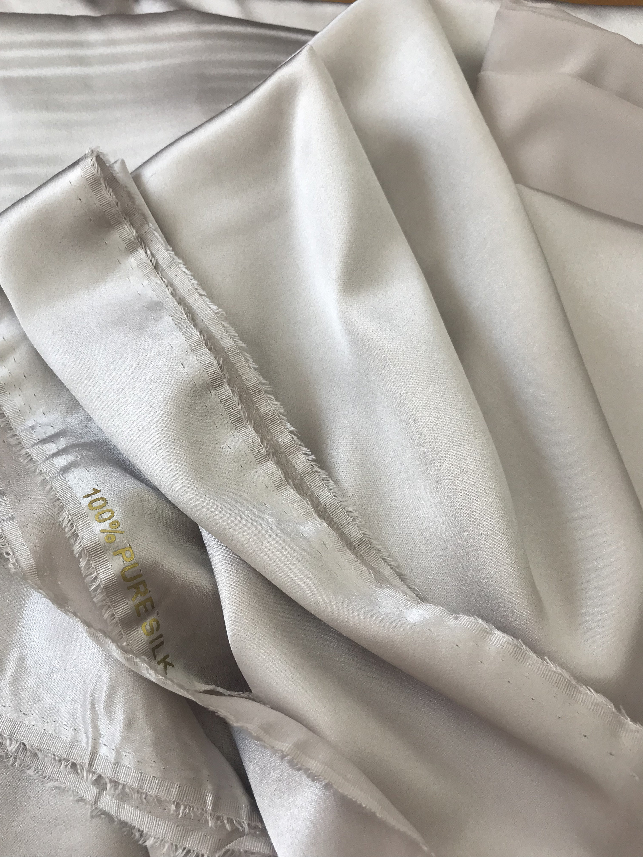 Pure silk Lycra fabric 140cmx50cm pearl gray color 100 Etsy