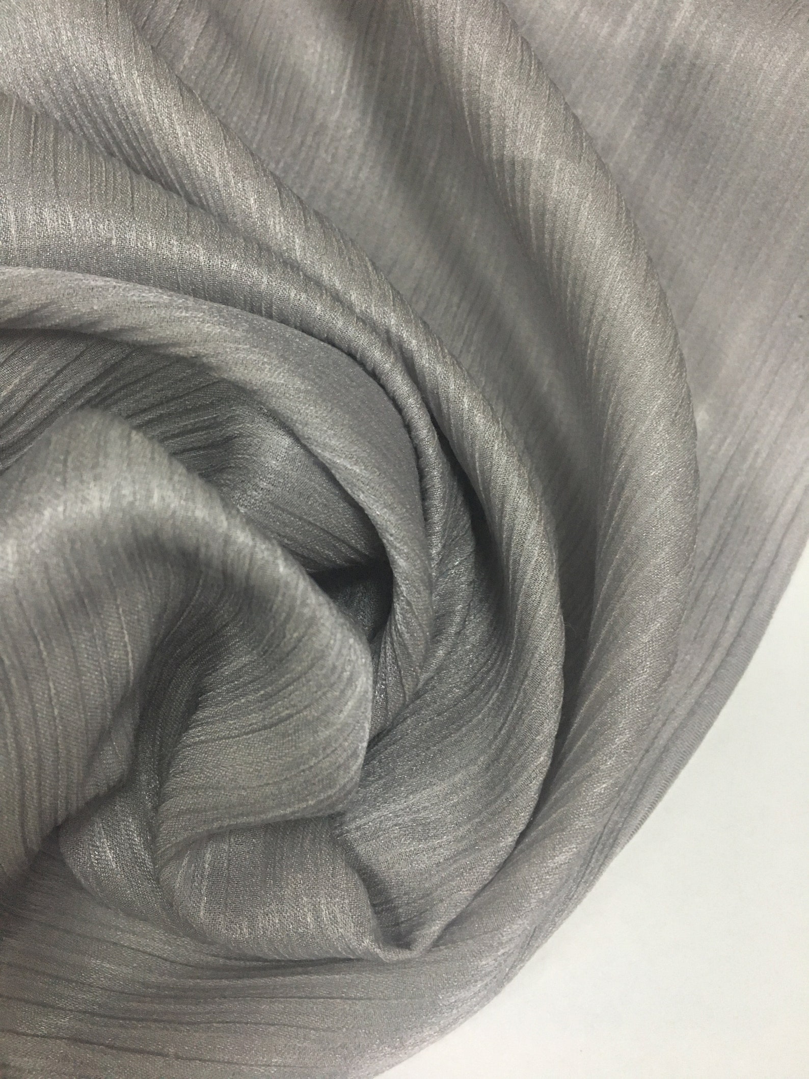 Double Face Grey Crushed Pure Silk Satin Fabric, High Quality Silk by