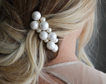 Peigne à cheveux en perle de mariée, coiffe en perle de mariage, coiffeur en argent ivoire, accessoires pour cheveux en perle, demoiselles d’honneur et bijoux de bal