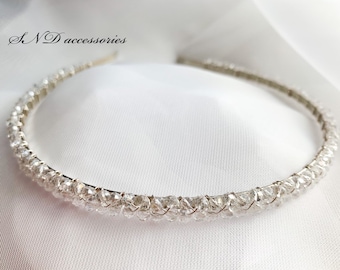Silver Cristal headband, Girl headband, Crystal headpiece, Wedding hair crown, Bridesmaids accessories