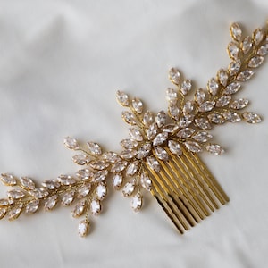 Gold Crystal Bridal hair comb, Crystal zircon headpiece, Wedding crystal hair comb, bridal crystal hair accessory