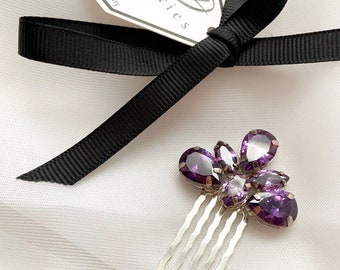 Purple crystal barrette, Crystal amethyst color hair comb, Bridal hair pin, Crystal Barrette, Women Girl headpiece, Crystal hair accessories