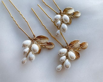 Light Gold Ivory Hair Pearl Pins Wedding Set - Etsy