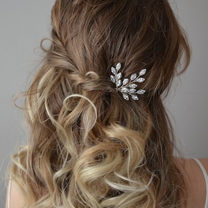 Bridal crystal hair pins, Crystal wedding hair pins, Wedding zircon crystal headpiece, Crystal silver hair accessories, Floral design