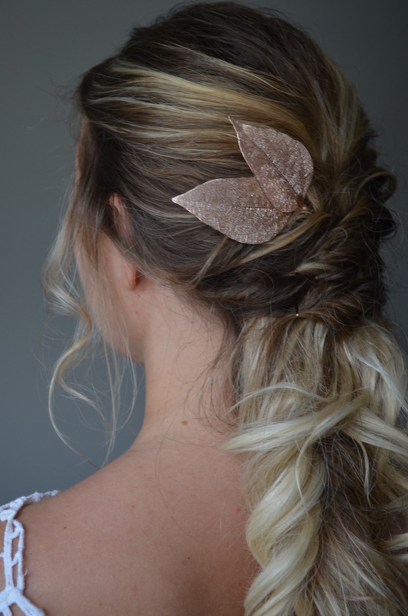 bridesmaids jewelry Wedding leaves hair comb,Rose gold headpiece Floral rose gold hair accessories Bridal rose gold floral hair comb