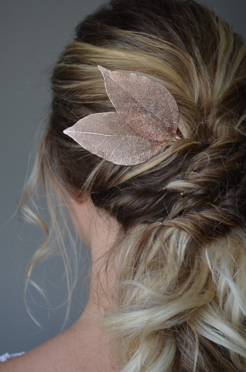 bridesmaids jewelry Wedding leaves hair comb,Rose gold headpiece Floral rose gold hair accessories Bridal rose gold floral hair comb