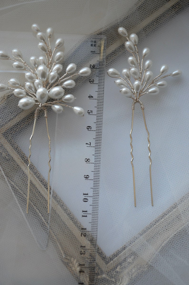 Pearl Hair Pins Set of 2 Bridal White Hair Pins Wedding Etsy