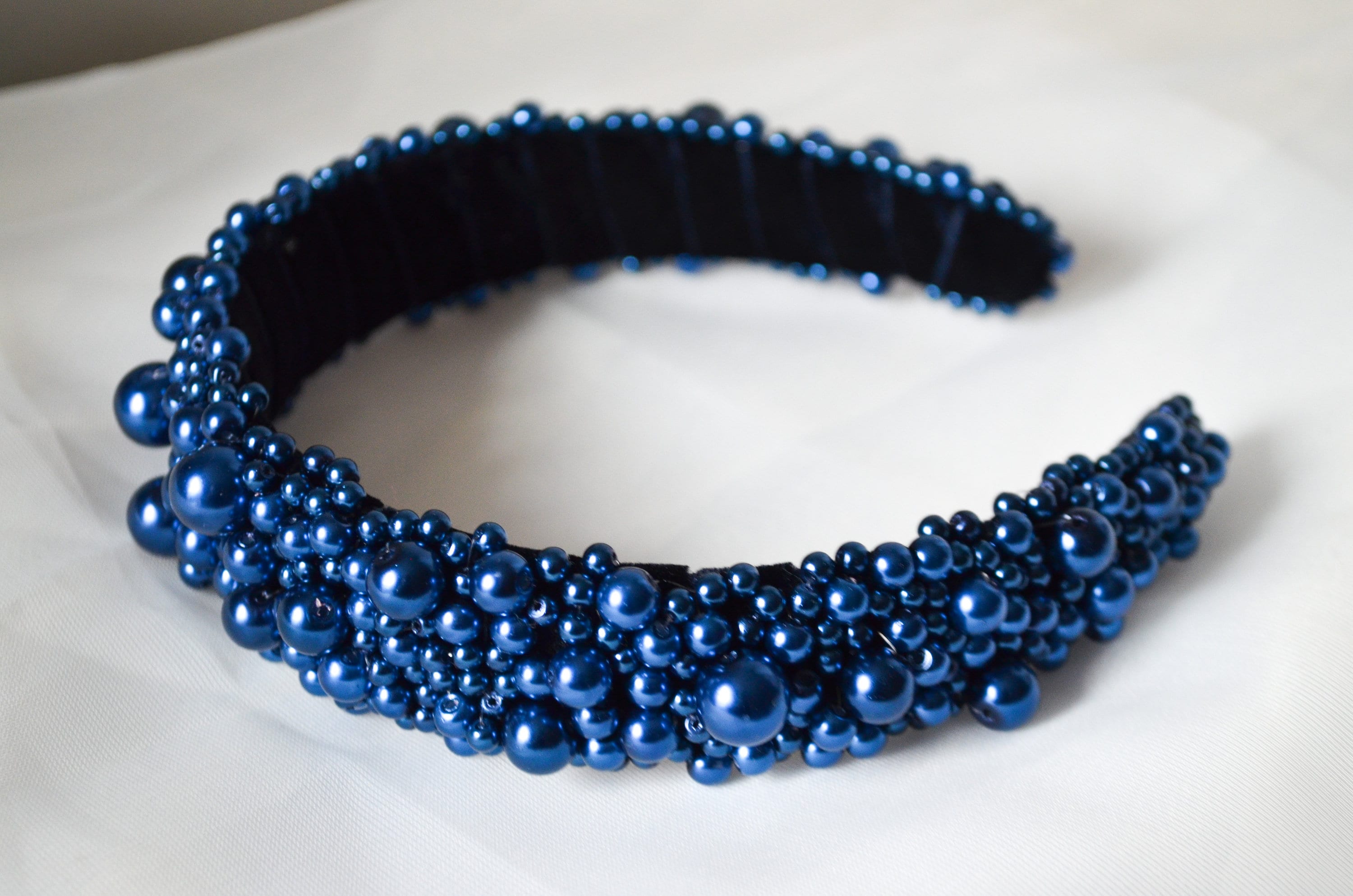 Blue Pearl Headband Royal Blue Pearl Headband Baroque Etsy