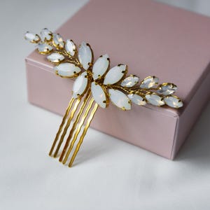 Gold Opal Bridal hair comb, Bride Crystal headpiece, Wedding hair accessories