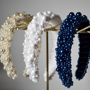 Pearl headband, Hand beaded headband , Fashion women headband, Pearl hair tiara, Wedding hair accessory, Wedding Prom headpiece