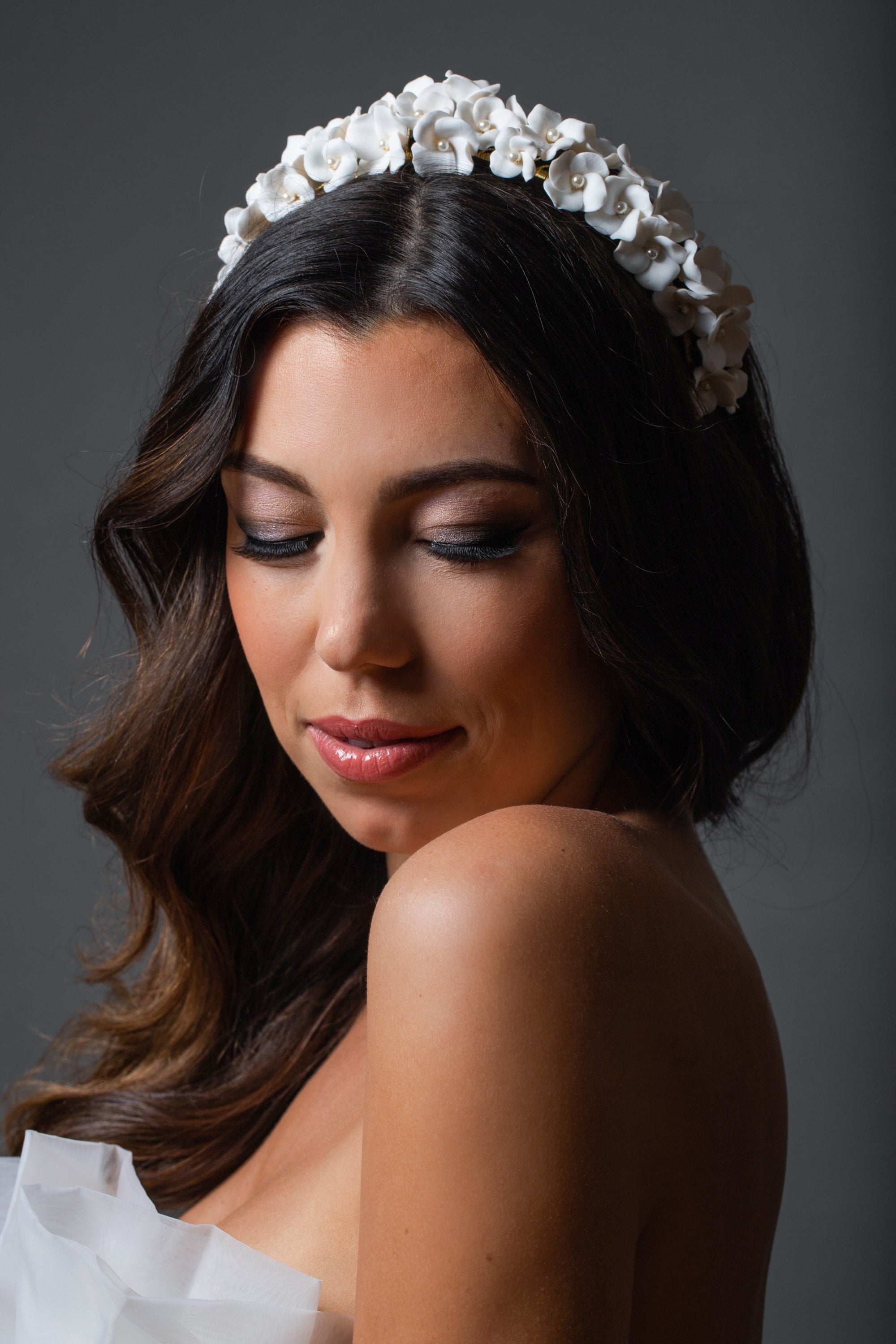 Bridal White Flower Hair Tiara Flower Wedding Headband Etsy