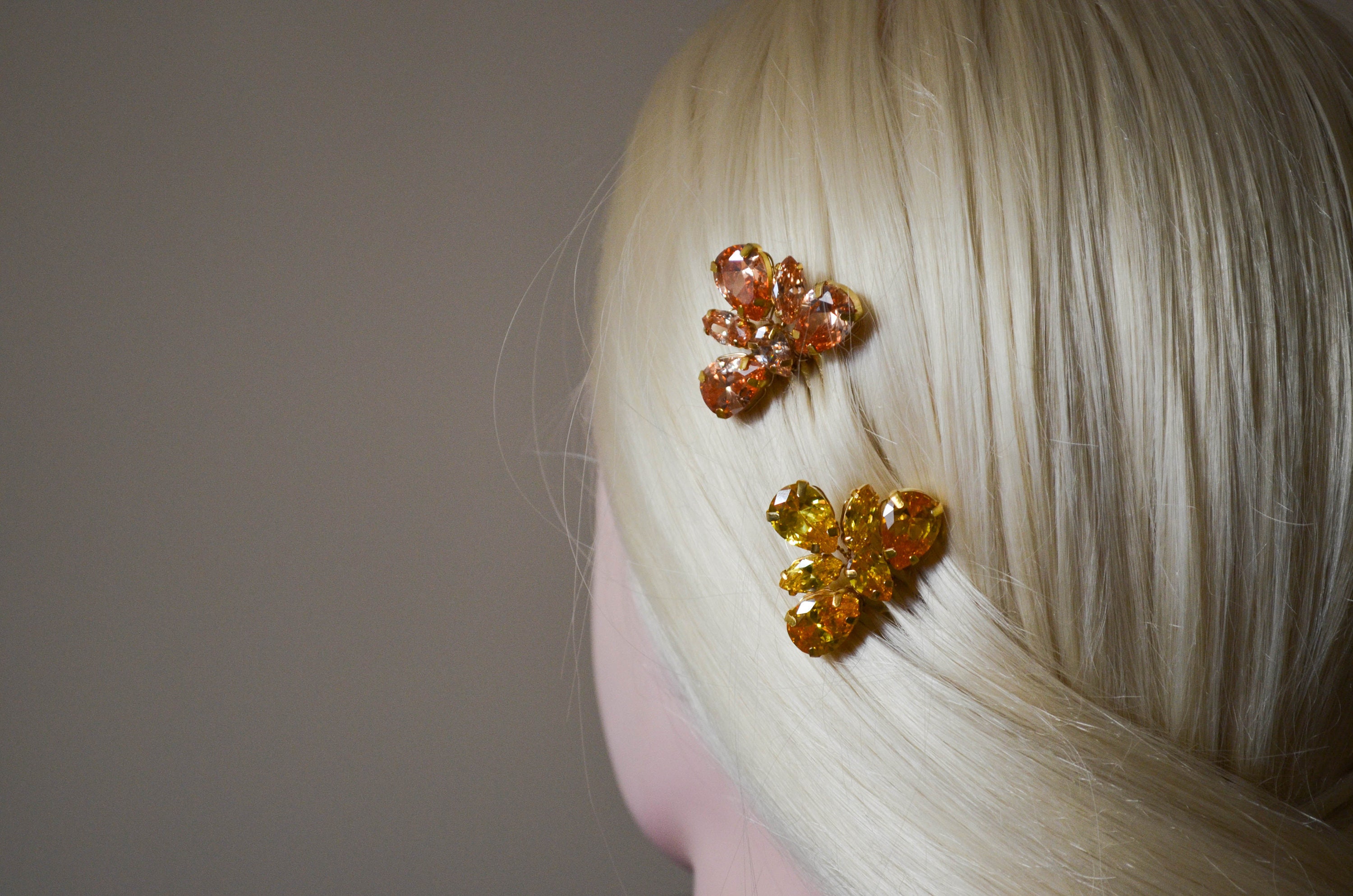Gold Crystal Barrette, Champagne Color Hair Comb, Bridal  display picture 3