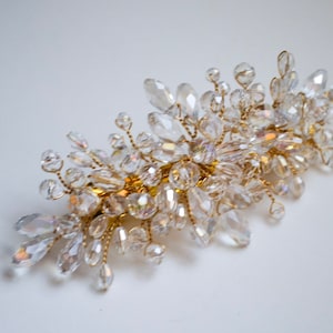 Crystal hair clip, Clear gold hair barrette, Crystal headpiece, Fashion women hair accessory, Bridal headpiece