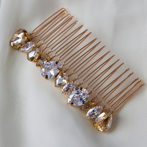 Bridal crystal hair comb, Zircon Champagne  headpiece, Wedding crystal hair comb, Red hair accessory