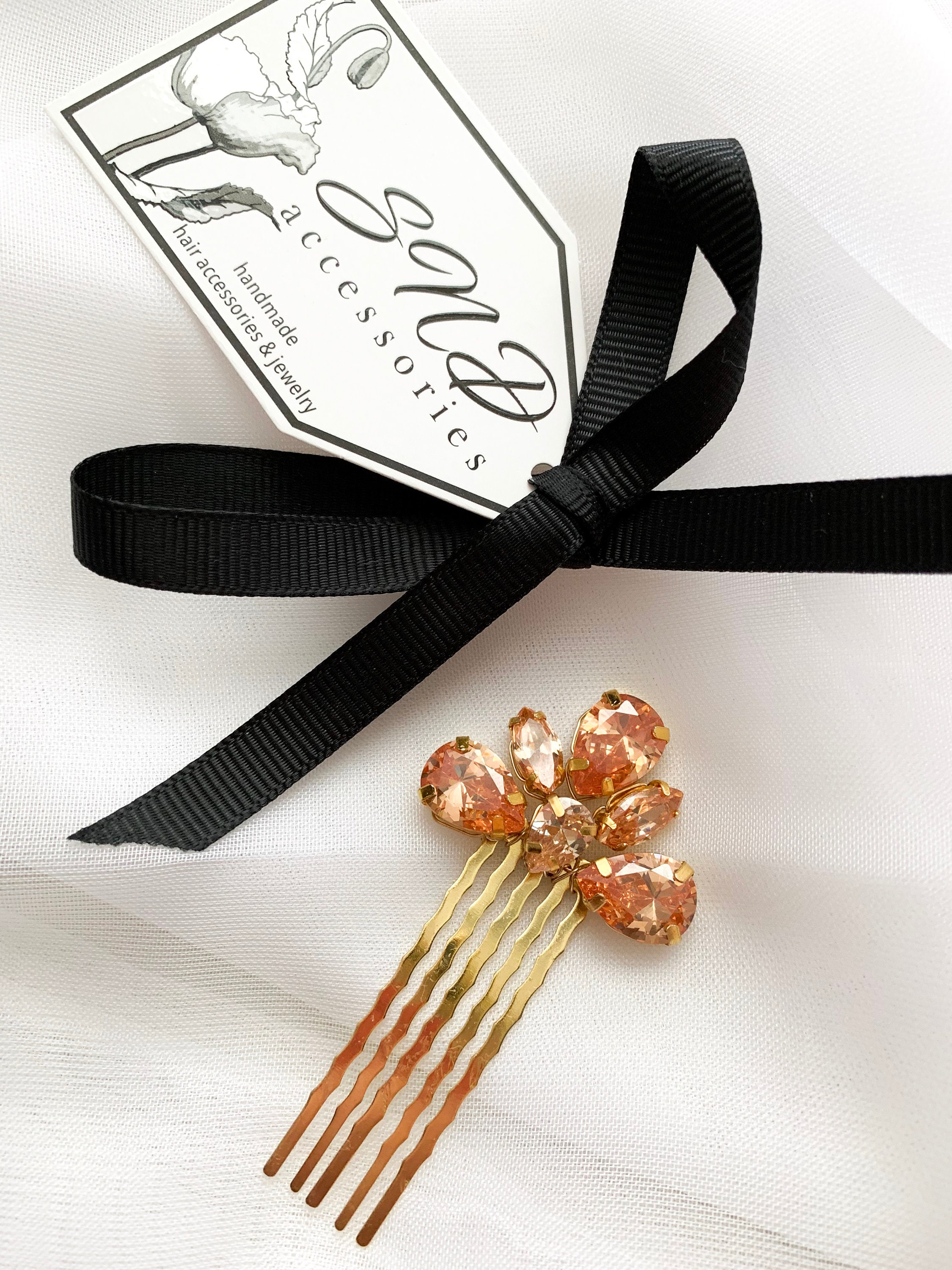 Schiaparelli Gold-Tone Crystal Accent Hair Comb BarretteWomen Accessories Amazon.com : 8 Pack Leaf Hair Side Combs for Women Girl  main image 4