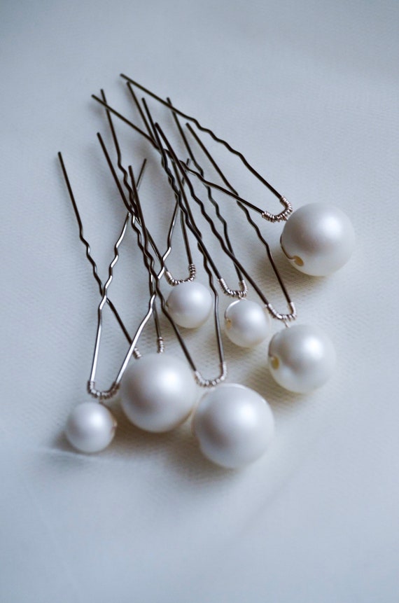 Bridal High Quality Glass Pearl Hair Pins Set of 7 Wedding Hair