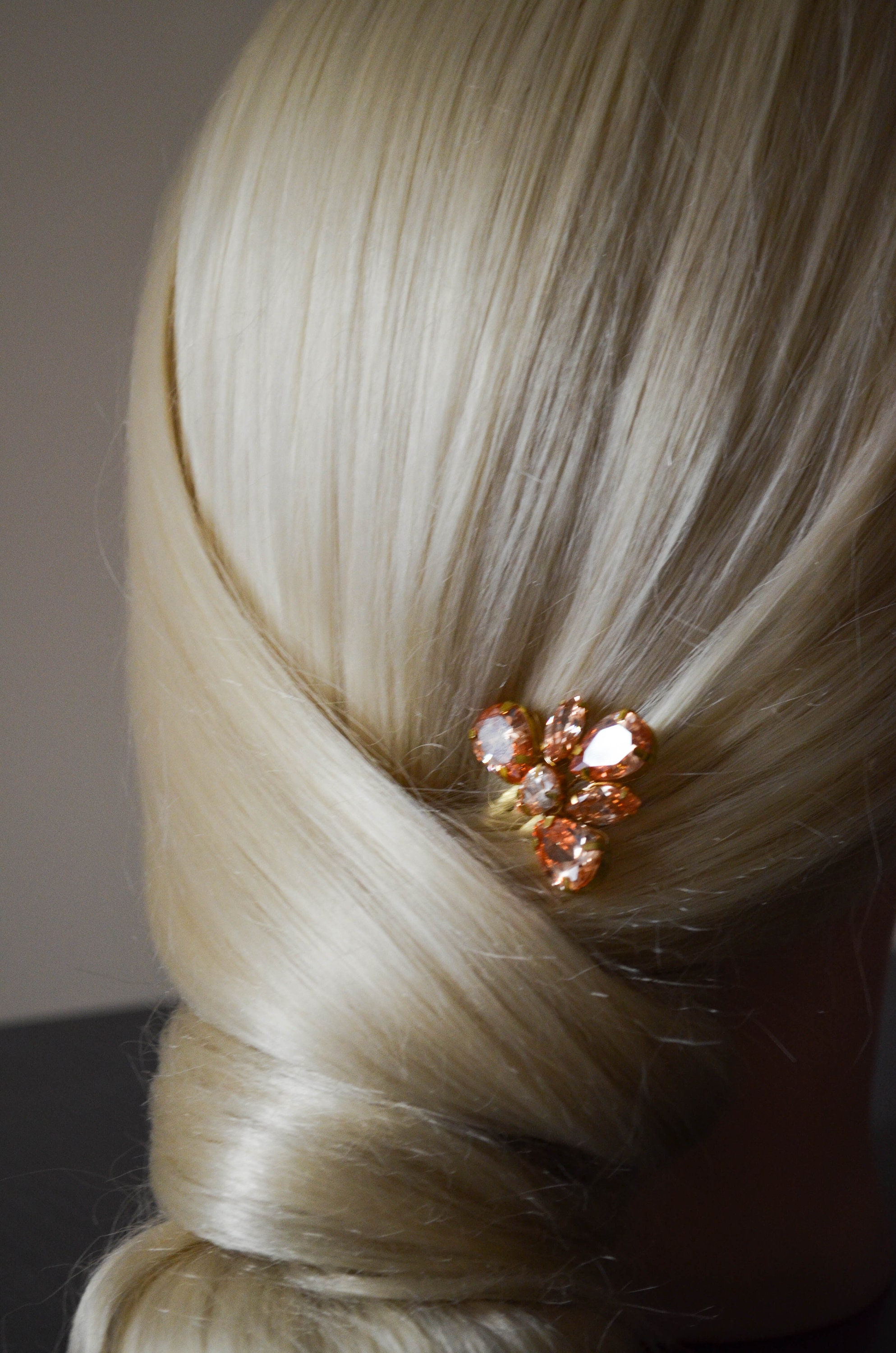 Gold Crystal Barrette, Champagne Color Hair Comb, Bridal  display picture 2