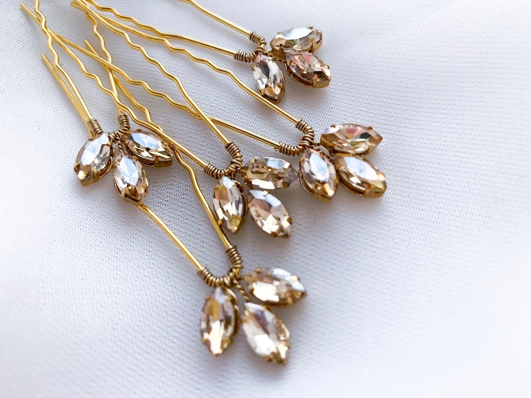 Champagne Floral Hair Pin Set