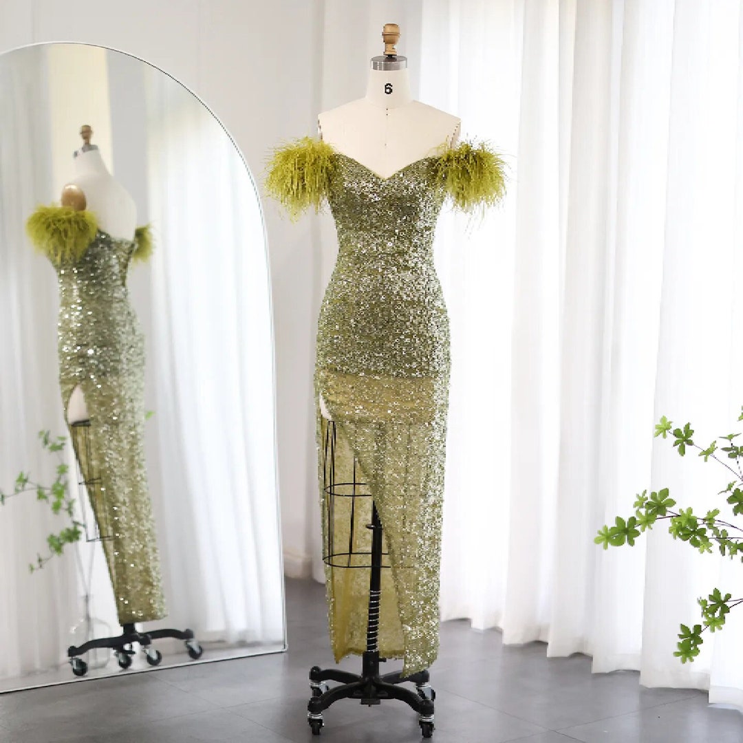 Luxury Exquisite Sage Green Mermaid Evening Dress Long Etsy
