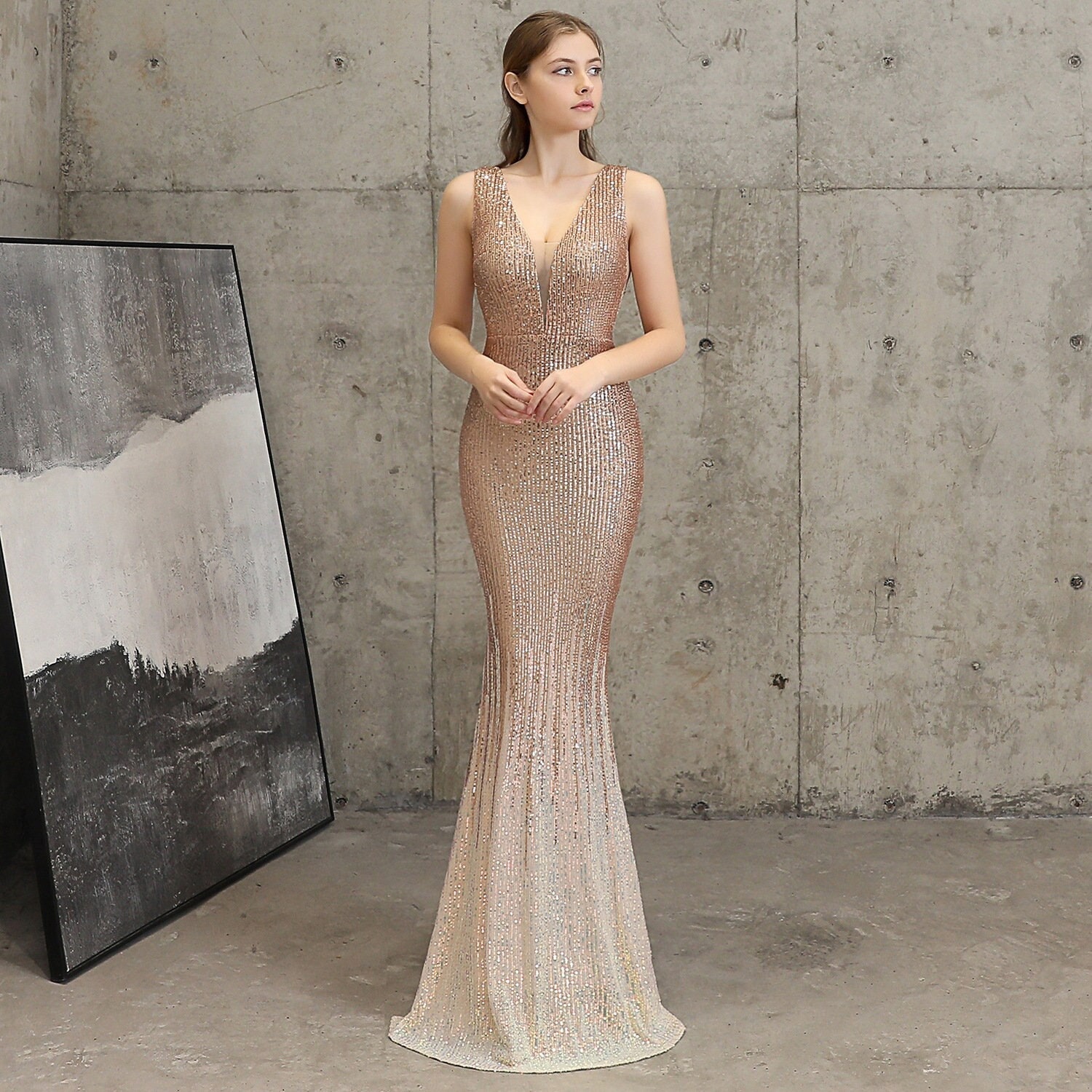 Gold Formal Dress - Etsy