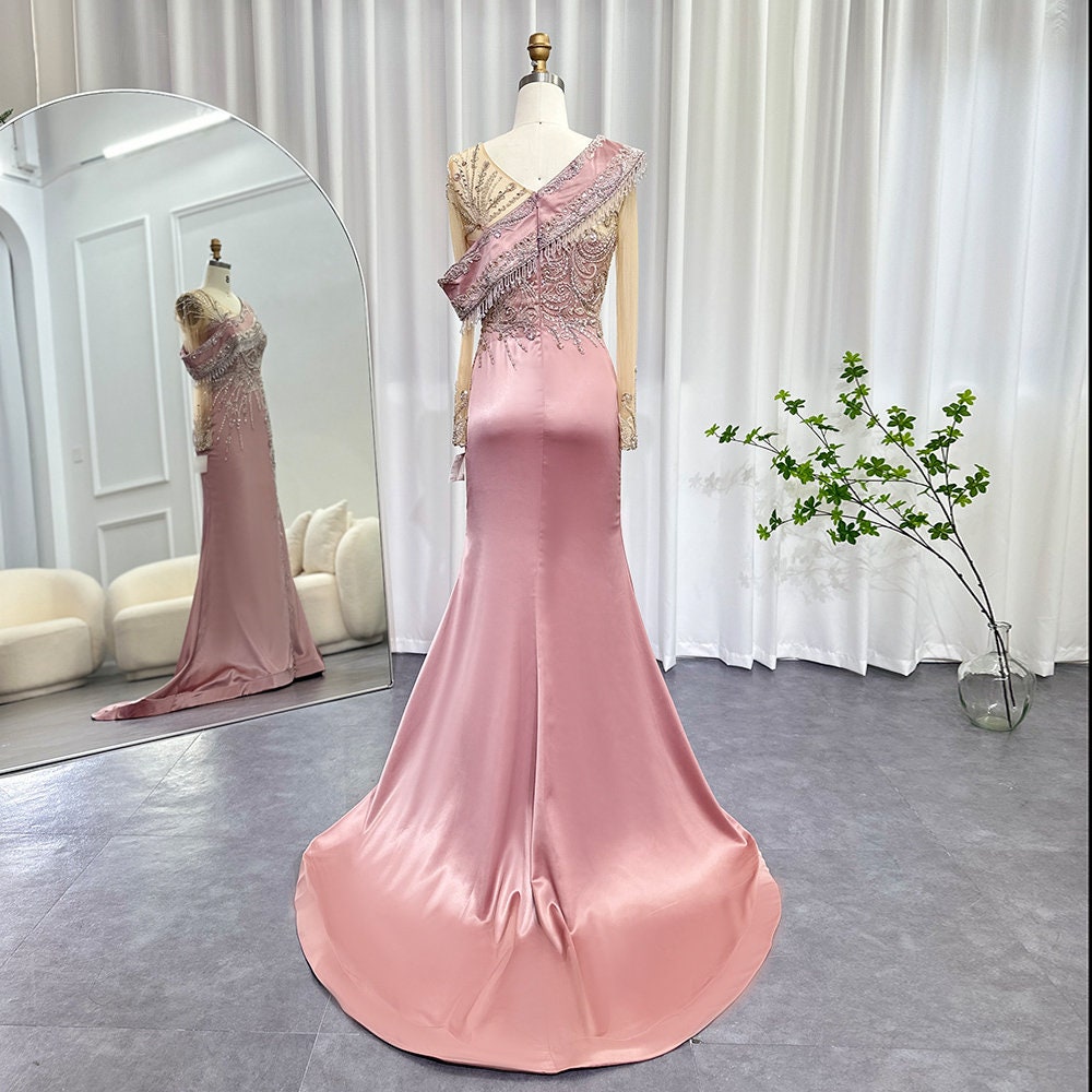 Elegant Pink Sequins Mermaid Evening Dress,Glam Dress cc1116 main image 1