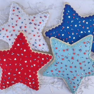 Patriotic Star Sugar Cookie, Summer Wreath Attachment, Giant Fake Sugar Cookies, 4th of July Wreath Attachment, Red White & Blue Star