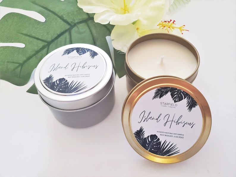 TROPICAL Candle Island Hibiscus Scented Natural Soy Candle Etsy