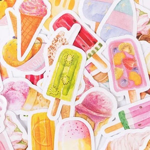 Watercolor Ice Cream Stickers, Planner Scrapbook Decals